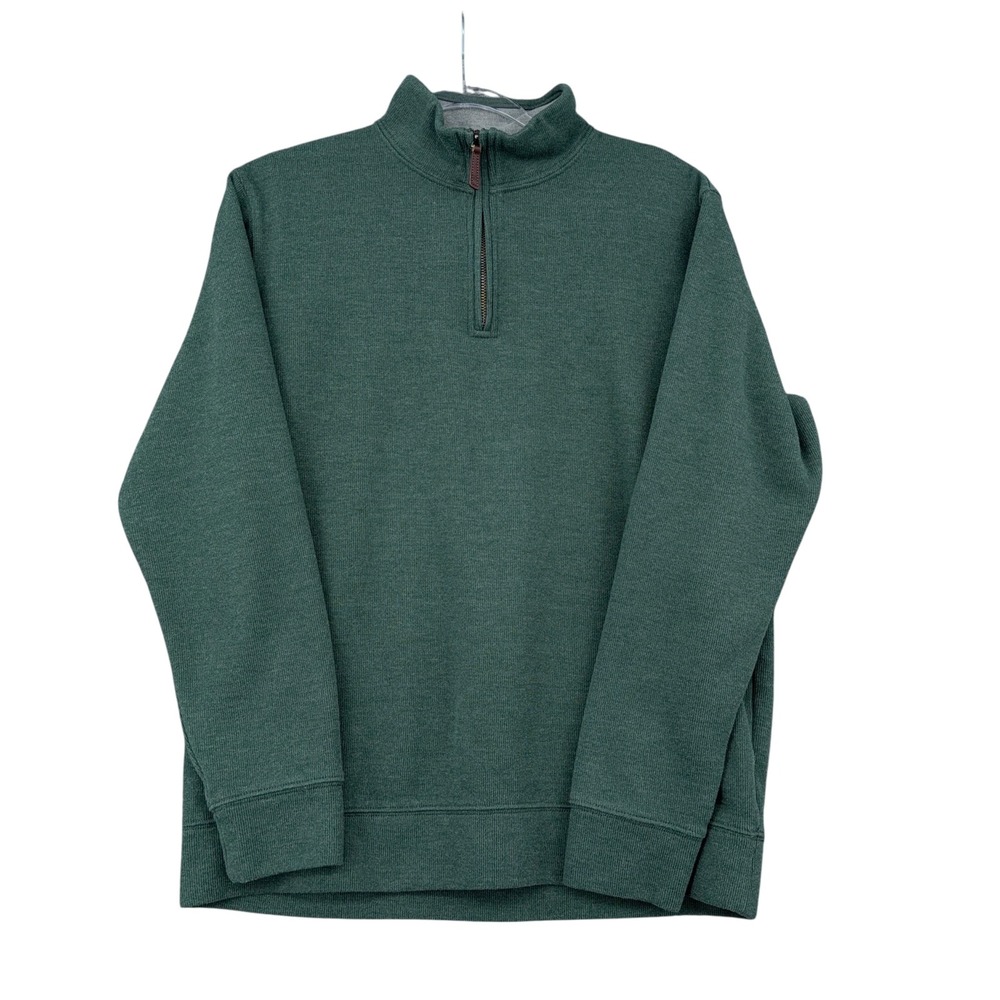 Lands End Mens Green Quarter Zip Pullover Sweater Mock Neck Size‎ L 42-44